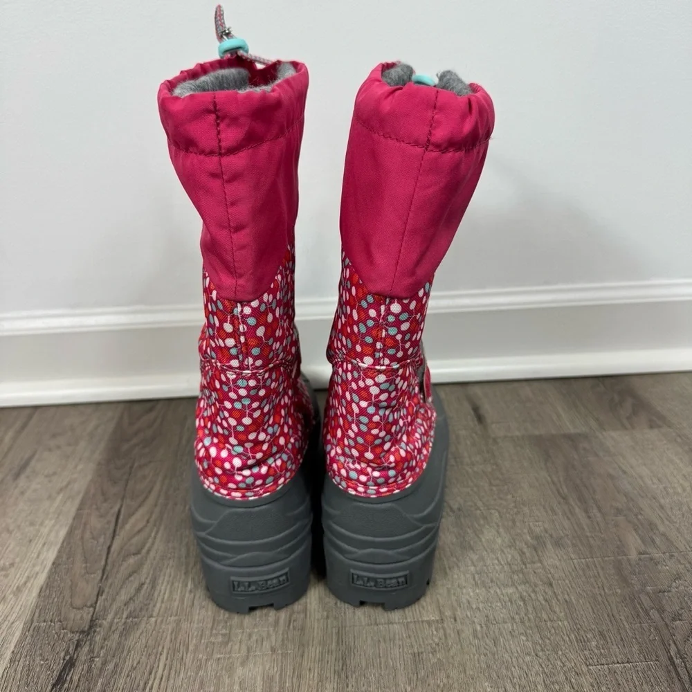 L.L.Bean Kids Northwoods Boots Size 7 Pink Gray Water Resistant Winter Snow